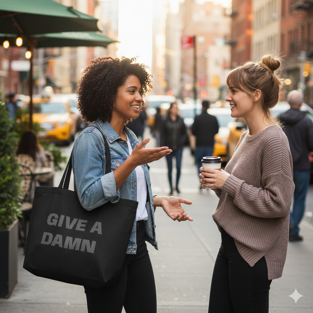 Give a Damn. Large organic tote bag